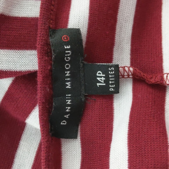 Dannii Minogue Top Size 14P White Red Stripe Long Sleeve Back Slit Hi-Low Hem - Picture 12 of 14